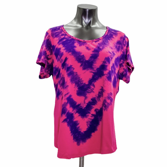 FADED Glory Short Sleeve Chevron Tie Dye Top XXL - Picture 1 of 11